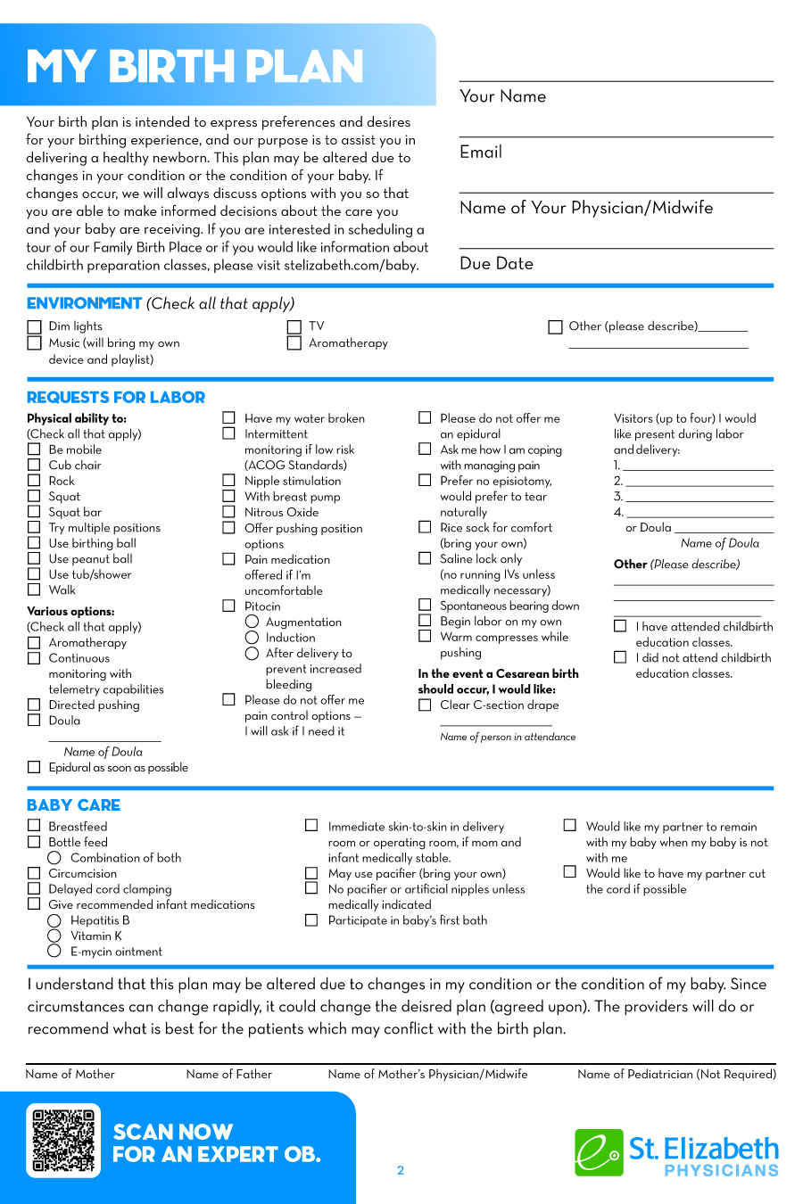 My Birth Plan Document 